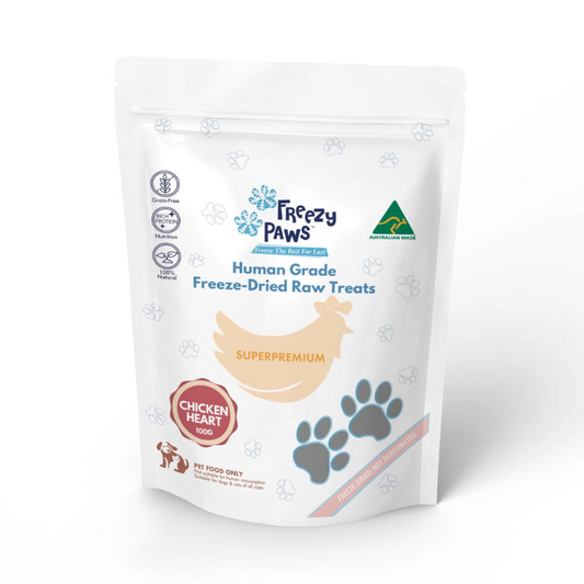 Freezy Paws Freeze Dried Dogs and Cats Treats Chicken Heart 100g