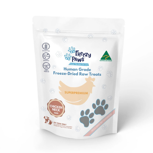 Freezy Paws Freeze Dried Dogs and Cats Treats Chicken Neck 100g