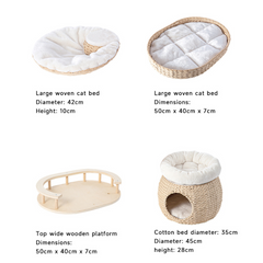 TORA Honeypotcat Rattan Pinewood Cat Tree - 141cm