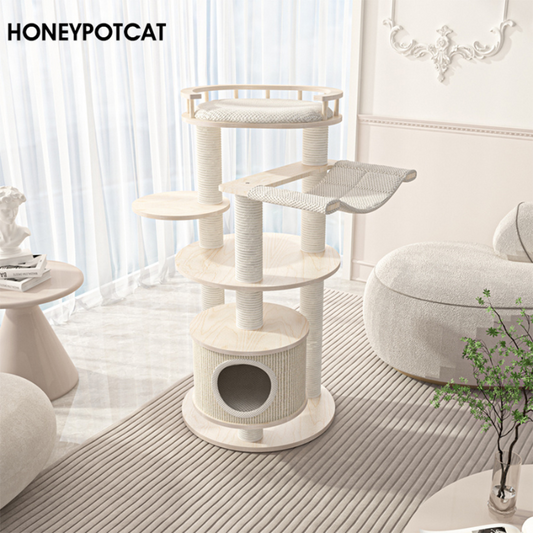 Honeypotcat Enduring Comfort Sisal & Wood Tree - 128cm - Shipping Only