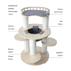 Honeypotcat Harmony Wood Cat Tower - 123cm - Shipping Only