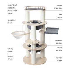 Honeypotcat Harmony Wood Cat Tower - 168cm - Shipping Only