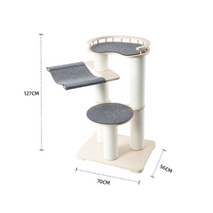 Honeypotcat Leisure Loft With Hammock & Scratch Post - Gray Felt - 127cm - Shipping Only