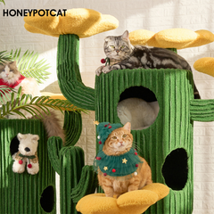 Honeypotcat Luxe Cactus Bloom Cat Tree - Green 162cm - Shipping Only