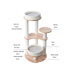 Honeypotcat MZ Simple Joy Wood Cat Tower - Double Delight 110cm - Shipping Only