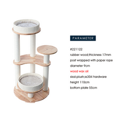 Honeypotcat MZ Simple Joy Wood Cat Tower - Double Delight 110cm - Shipping Only