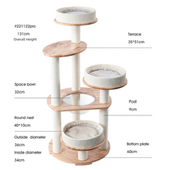 Honeypotcat MZ Simple Joy Wood Cat Tower - Triple Charm 131cm - Shipping Only