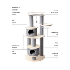 Honeypotcat Majestic Reinforced Multi-Level Cat Tree  - 165cm - Shipping Only