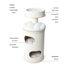 Honeypotcat PURRING Multi-Level Sisal Barrel Cat Tower  - 95cm - Shipping Only