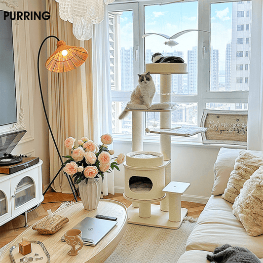 Honeypotcat PURRING Multi-Tier Plush & Sisal Deluxe Cat Tree - 153cm - Shipping Only