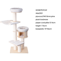 Honeypotcat Premium Solid Wood Cat Tower Tree - 175.5cm