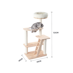 Honeypotcat Serenity Plush Top Cat Tower - Wood Varnish 125cm - Shipping Only