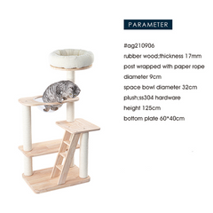 Honeypotcat Serenity Plush Top Cat Tower - Wood Varnish 125cm - Shipping Only