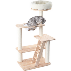 Honeypotcat Serenity Plush Top Cat Tower - Wood Varnish 125cm - Shipping Only