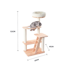 Honeypotcat Serenity Plush Top Cat Tower - Wood Wax 125cm - Shipping Only