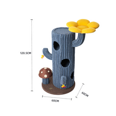 Honeypotcat Solo Cactus Bloom Cat Tree - Blue 120.5cm - Shipping only