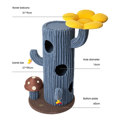 Honeypotcat Solo Cactus Bloom Cat Tree - Blue 120.5cm - Shipping Only