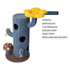 Honeypotcat Solo Cactus Bloom Cat Tree - Blue 120.5cm - Shipping Only