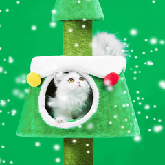 Michu Christmas Cat Tree Festive Fun and Cozy Hideaway 159cm