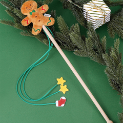 ZEZE Christmas Gingerbread Wooden Cat Teaser Wand