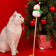 ZEZE Christmas Snowman Wooden Cat Teaser Wand