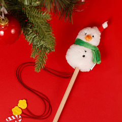 ZEZE Christmas Snowman Wooden Cat Teaser Wand