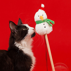 ZEZE Christmas Snowman Wooden Cat Teaser Wand