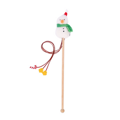 ZEZE Christmas Snowman Wooden Cat Teaser Wand