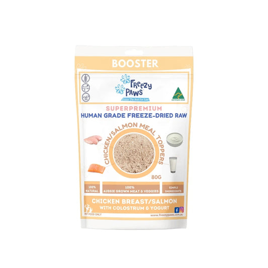 Freezy Paws Freeze Dried Dogs and Cats Treats Chicken Breast and Salmon Raw Topper Mix 80g