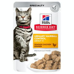 Hills Science Diet Chicken Adult Urinary Hairball Control Cat Wet Pouch 85gx12