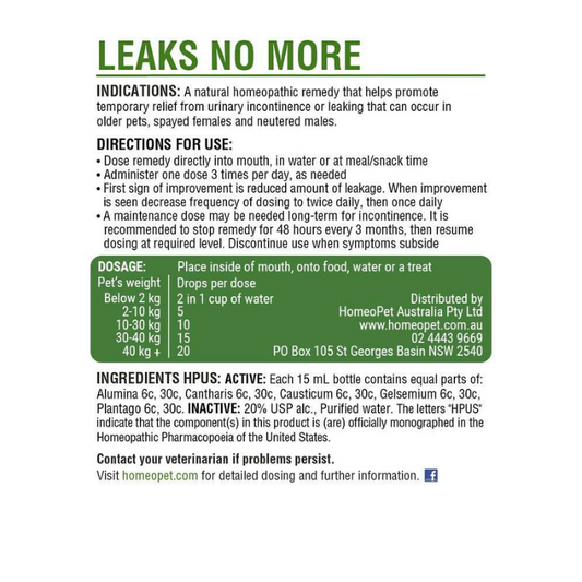 HomeoPet Leaks No More