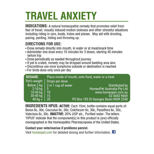 HomeoPet Travel Anxiety