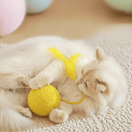 Hoopet Long Rope Feather Sisal Ball Cat Toy
