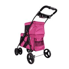 IBIYAYA Double Decker Pet Stroller for Multiple Pets - Red Violet