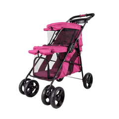 IBIYAYA Double Decker Pet Stroller for Multiple Pets - Red Violet