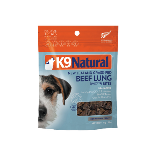 K9 Natural Beef Lung Protein Bites Dog Treats 60g