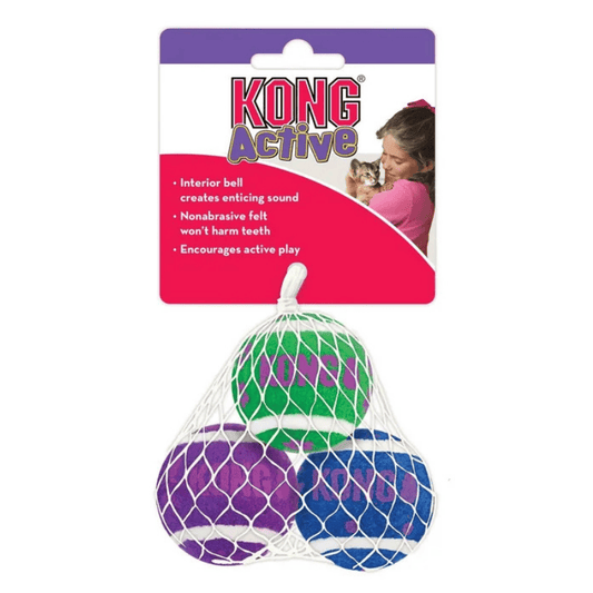 KONG Active Cat Tennis Balls with Bells Cat Toy