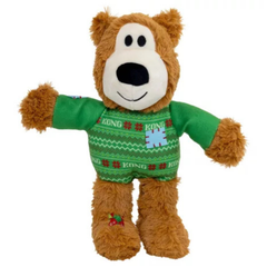 KONG Holiday Christmas Wild Knots Sweater Bear Green Medium Large Tug Plush Toy For Dogs