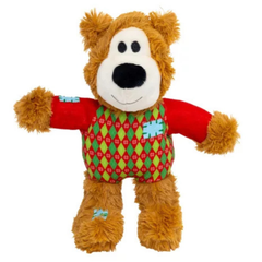 KONG Holiday Christmas Wild Knots Sweater Bear Red Small Medium Toy For Dogs