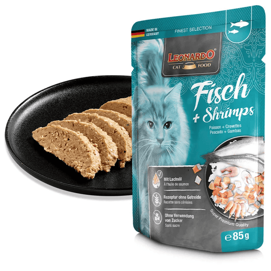 Leonardo Finest Selection Fish & Shrimps Cat Wet Food Pouch 85g