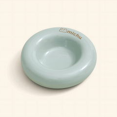 Michu Bagel Ceramic Cat Bowl – Anti-Whisker Wide Shallow Cat Food Bowl