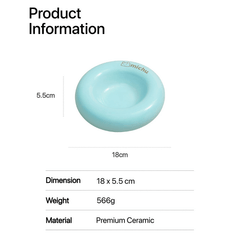 Michu Bagel Ceramic Cat Bowl – Anti-Whisker Wide Shallow Cat Food Bowl