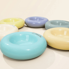 Michu Bagel Ceramic Cat Bowl – Anti-Whisker Wide Shallow Cat Food Bowl