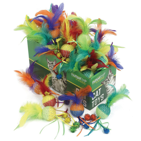 Multipet Mesh Ball Cat Toy Assorted Colors