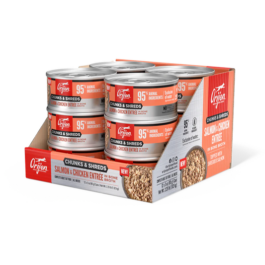 Orijen Chunks & Shreds Salmon & Chicken ENTRÉE in Bone Broth Cat Wet Food Can 85g