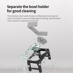 Pakeway Lifting Bowl With Five Height Adjustable(One Steel Bowl, One Slow Feeder)