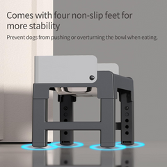 Pakeway Lifting Bowl With Five Height Adjustable(One Steel Bowl, One Slow Feeder)