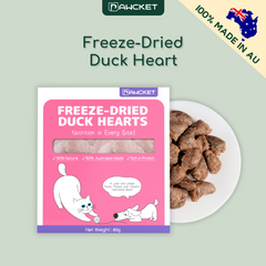 PAWCKET Freeze Dried Raw Duck Heart Dog Cat Treats 80g