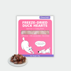 PAWCKET Freeze Dried Raw Duck Heart Dog Cat Treats 80g