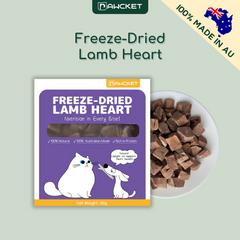 PAWCKET Freeze Dried Raw Lamb Heart Dog Cat Treats 80g